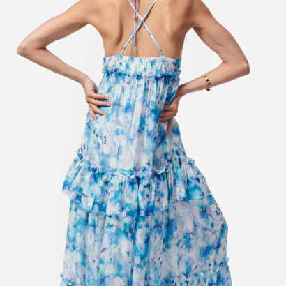 Cami NYC Doris Chiffon Dress in Sea Floral, "cami nyc nori skirt" "cami nyc charlize gown" "cami nyc naira dress" "cami nyc silk dress" "cami nyc meri dress"