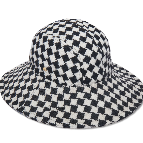  Lele Sadoughi Jet White Checkered Sun Bucket Hat,"lele sadoughi bucket hat" "lele sadoughi straw checkered hat" "lele sadoughi hat" "lele sadoughi white headband"
