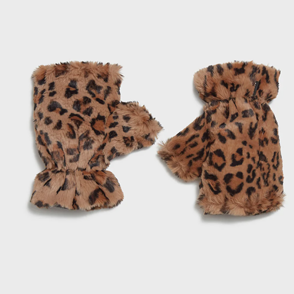 apparis ariel fingerless gloves leopard