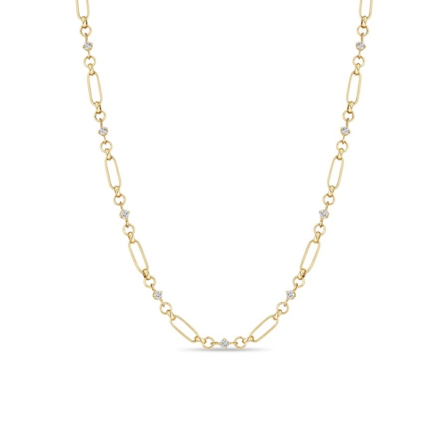 zoe chicco, zoe chicco medium mixed paperclip and rolo chain with diamonds