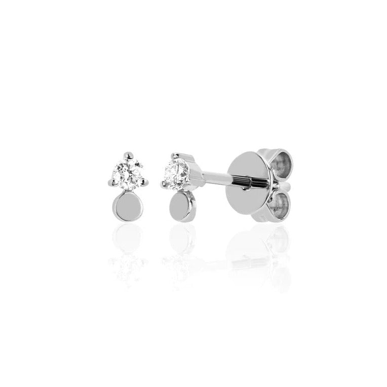 Bezel Set Diamond Pear Stud Earring