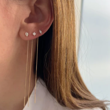Bezel Set Diamond Pear Stud Earring