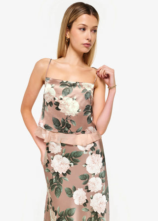 cami nyc, cami nyc andressa cami grey snake, cami nyc camisole, cami nyc romilly top, green tops, romilly top, cami nyc tops, Cami nyc Malaga Cropped Camisole GardeniA, CAMISOLES, cami nyc camisoles, flower dresses