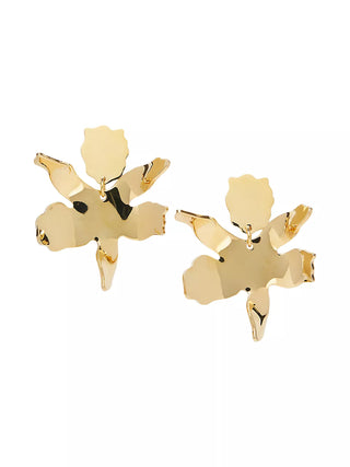 Lele Sadoughi Gold Metal Small Paper Lily Earrings