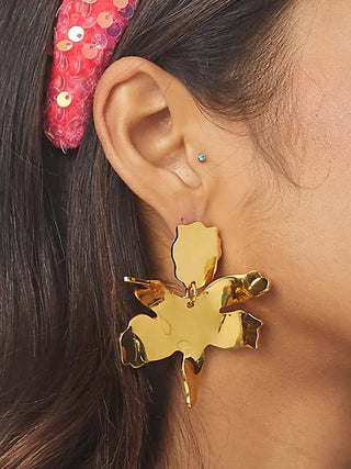 Lele Sadoughi Gold Metal Small Paper Lily Earrings