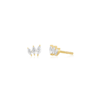 EF Collection Diamond Marquise Mini Fan Stud Earring- Left