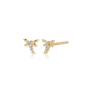 EF Collection Diamond Mini Dragonfly Stud Earring- Left