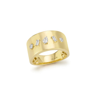 EF Collection Diamond Multifaceted Cigar Ring