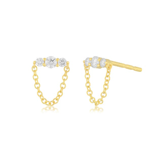 EF Collection Graduated Diamond Bar Chain Stud Earring