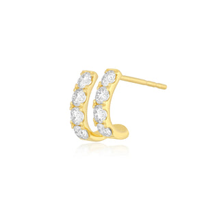 EF Collection Jumbo Double Diamond Mini Huggie Earring- Right