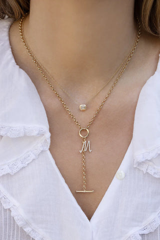EF Collection Rolo Chain Enhanced Lariat Necklace