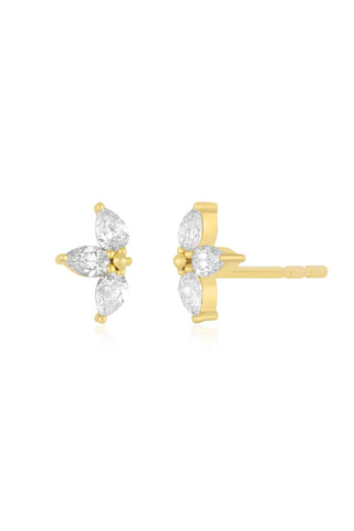 EF Collection Triple Diamond Mini Pear Stud Earring
