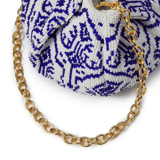 Lele Sadoughi Blue Ivory Beaded Clutch