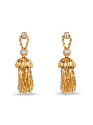 Lele Sadoughi Gold Chateau Rope Tassel Earrings