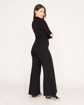 Ripley Rader Black Ponte Knit Wide Leg Pant-Standard