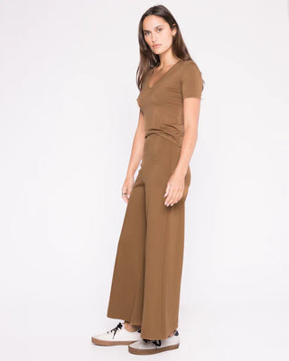 Ripley Rader Camel Ponte Knit Wide Leg Pant: Cropped