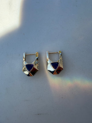 Three Stories Prism Amethyst Architectural Diamond Hoop Earring