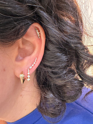Three Stories Puffy Kite Geometric Diamond Hoop Earring