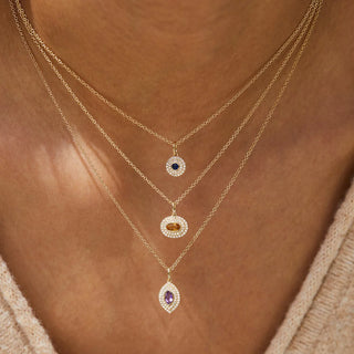 EF Collection Diamond and Marquise Amethyst Gem Necklace