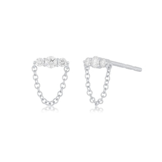 EF Collection Graduated Diamond Bar Chain Stud Earring