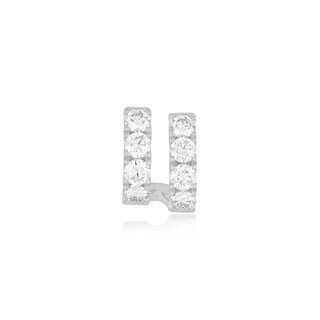 EF Collection Jumbo Double Diamond Mini Huggie Earring- Right