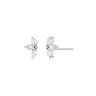EF Collection Triple Diamond Mini Pear Stud Earring