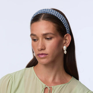 Lele Sadoughi Cadet Blue Charlotte Lattice Denim Headband