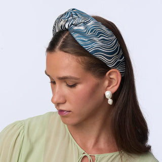 Lele Sadoughi Cadet Blue Greta Ripple Jacquard Headband