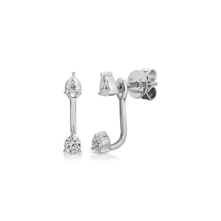 EF Collection Diamond Pear and Oval Illusion Stud Earring