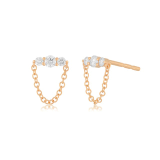 EF Collection Graduated Diamond Bar Chain Stud Earring