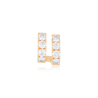 EF Collection Jumbo Double Diamond Mini Huggie Earring- Right