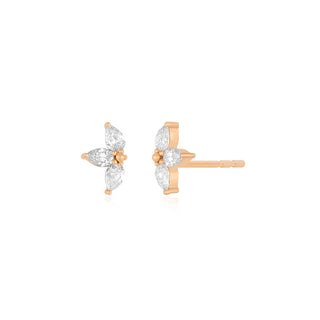 EF Collection Triple Diamond Mini Pear Stud Earring