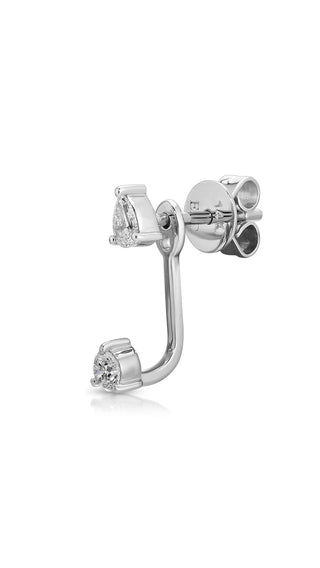 EF Collection Diamond Pear and Oval Illusion Stud Earring