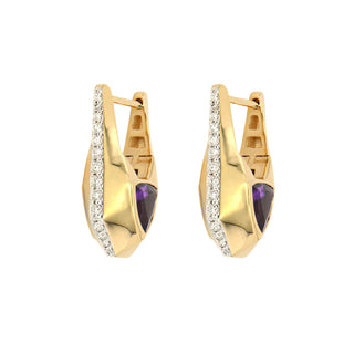 Three Stories Prism Amethyst Architectural Diamond Hoop Earring