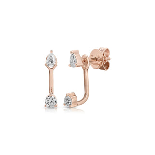 EF Collection Diamond Pear and Oval Illusion Stud Earring