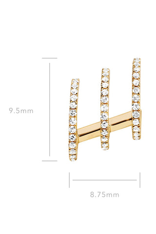 EF Collection Diamond Triple Huggie Illusion Stud-Right