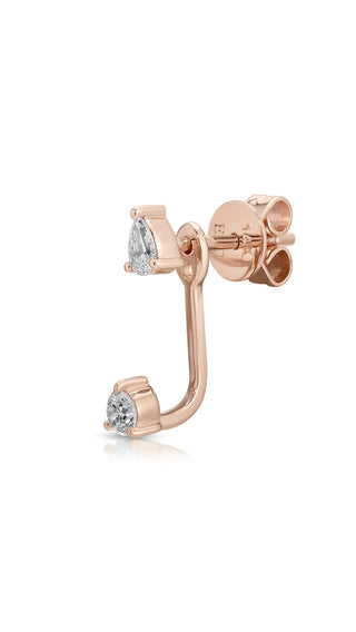 EF Collection Diamond Pear and Oval Illusion Stud Earring