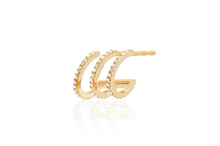 EF Collection Diamond Triple Huggie Illusion Stud-Right