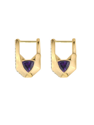 Three Stories Prism Amethyst Architectural Diamond Hoop Earring