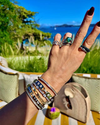 Melinda Maria Ashley Sunset Lock Cuff 6mm with White Diamondettes