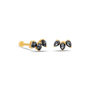 Arlene Rae Obsidian Trio Earring  black diamond earrings, 3 pear shapes