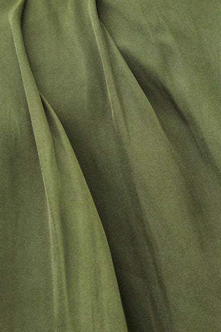 Ba&sh Dress Celea Kaki. Material of product is shot up close. 