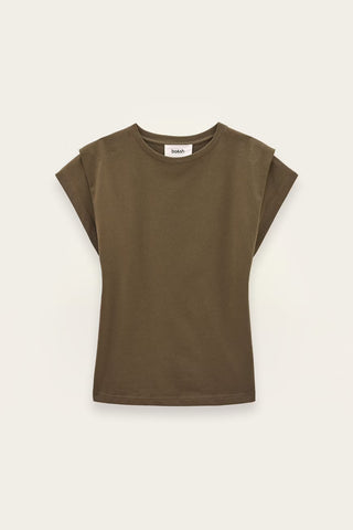 Ba&sh T-Shirt Pio Moka. Product is shot on white background. 