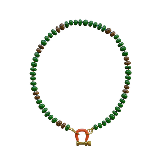 Spicy Dan Bean Necklace, malachite and tiger eye beaded necklace