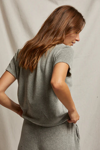 Perfect White Tee Clara Velour Crew Neck Tee Heather Grey