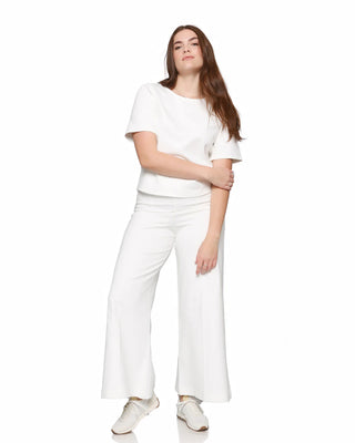 Ripley Rader Off-White Ponte Knit Wide Leg Pant: Cropped