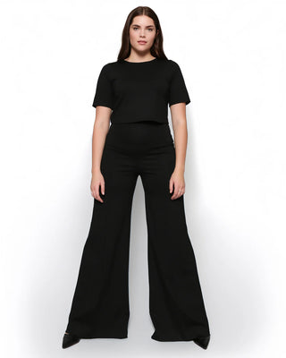 Ripley Rader Black Ponte Knit Wide Leg Pant