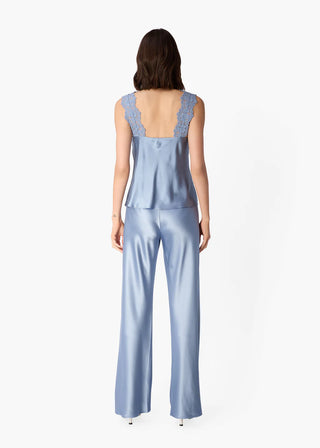 Cami NYC Bristol Mid Rise Pant Mist. Model's back is to the camera and image is shot on white background.