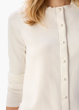 Cami NYC Jessa Cardigan White. Close up of the product shot on white background. 