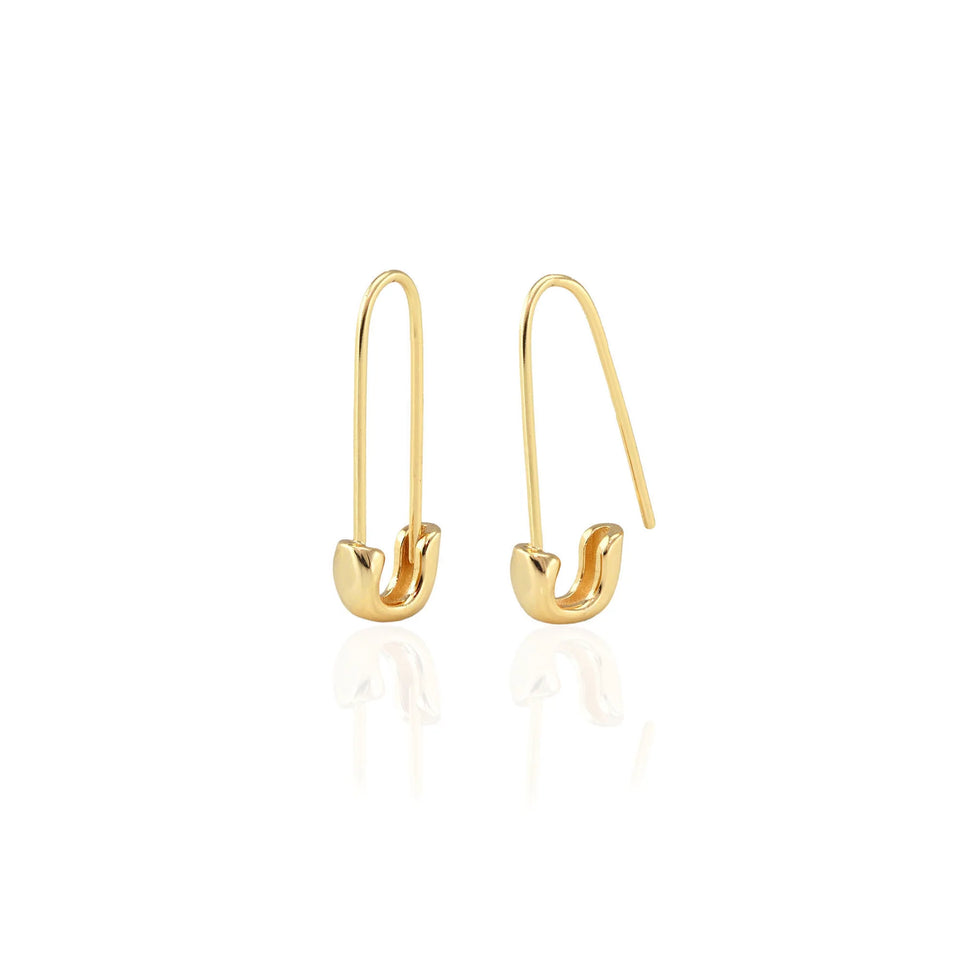 Kris Nations Safety Pin Hoop Earrings-18K Gold Vermeil